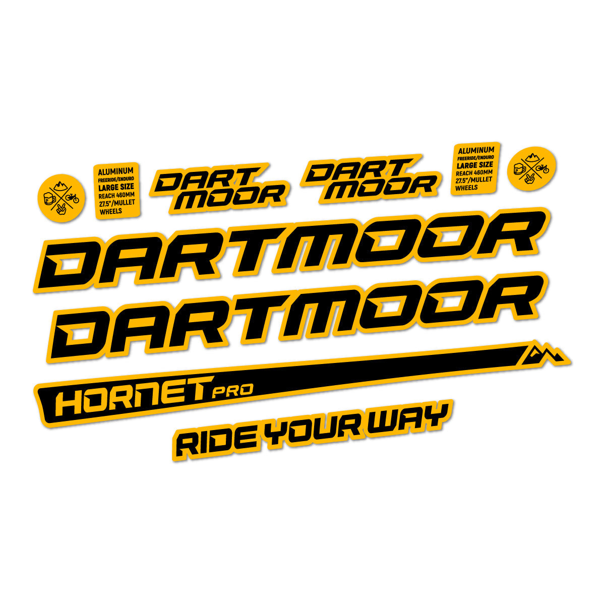 Medium Yellow decal for Dartmoor Hornet Pro 2022-2026 frame – bike sticker vinyl