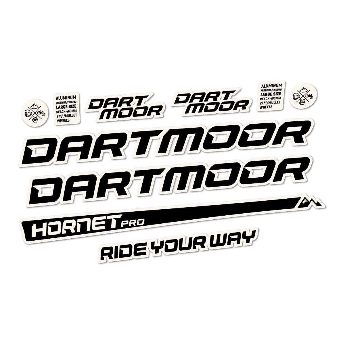 Bone White decal for Dartmoor Hornet Pro 2022-2026 frame – bike sticker vinyl