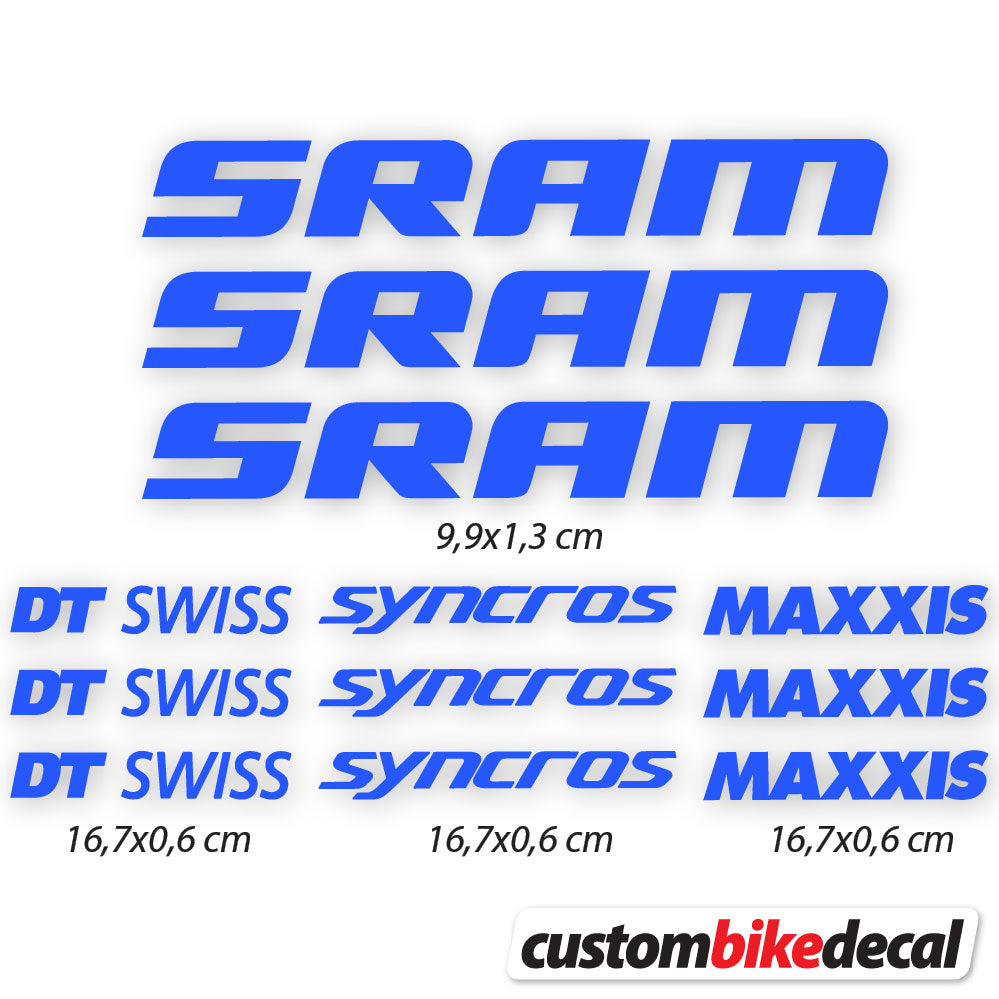 Medium Blue decal for Sram DT Swiss Syncross Maxxis frame – bike sticker vinyl