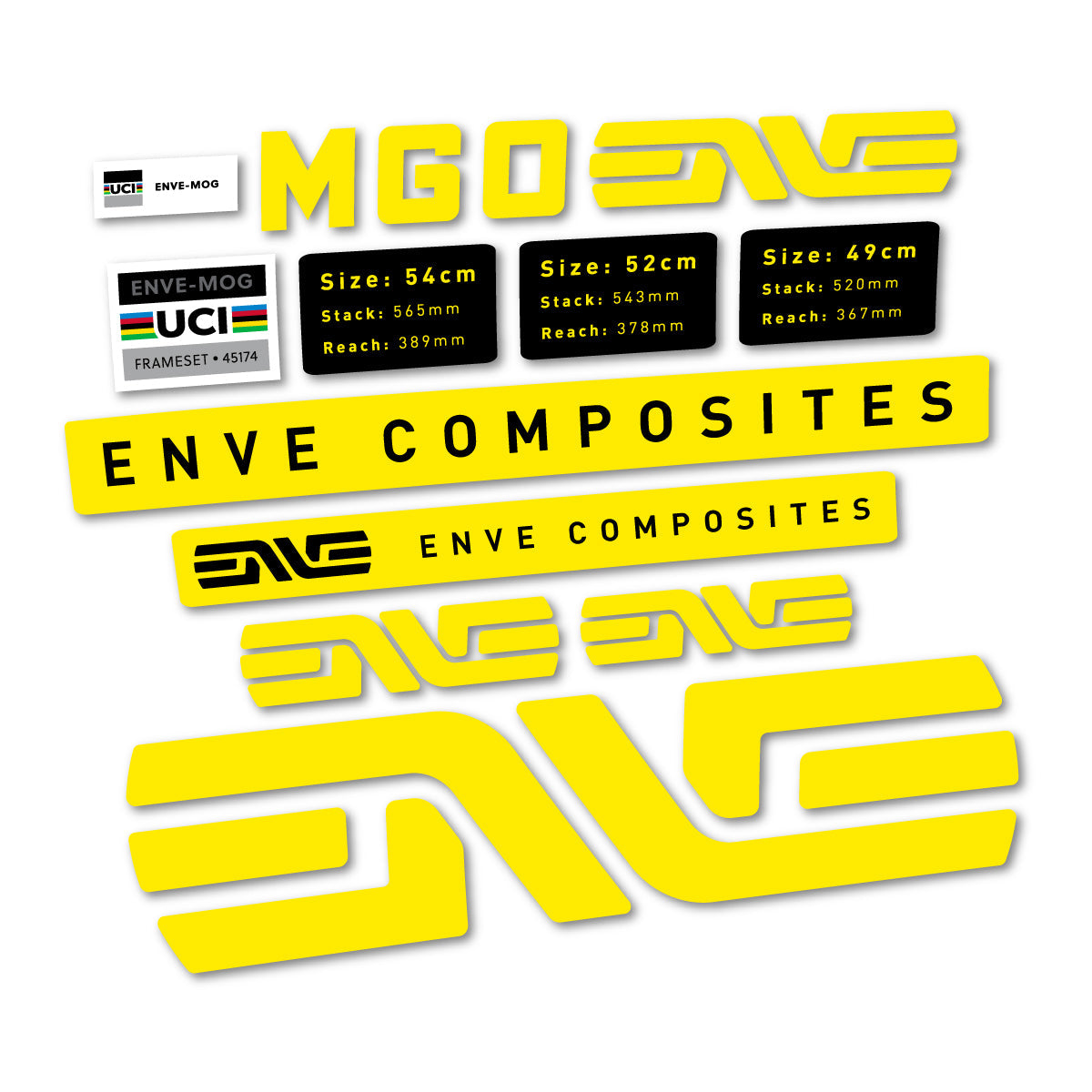 Yellow decal for Envx MOG 2026 frame – bike sticker vinyl