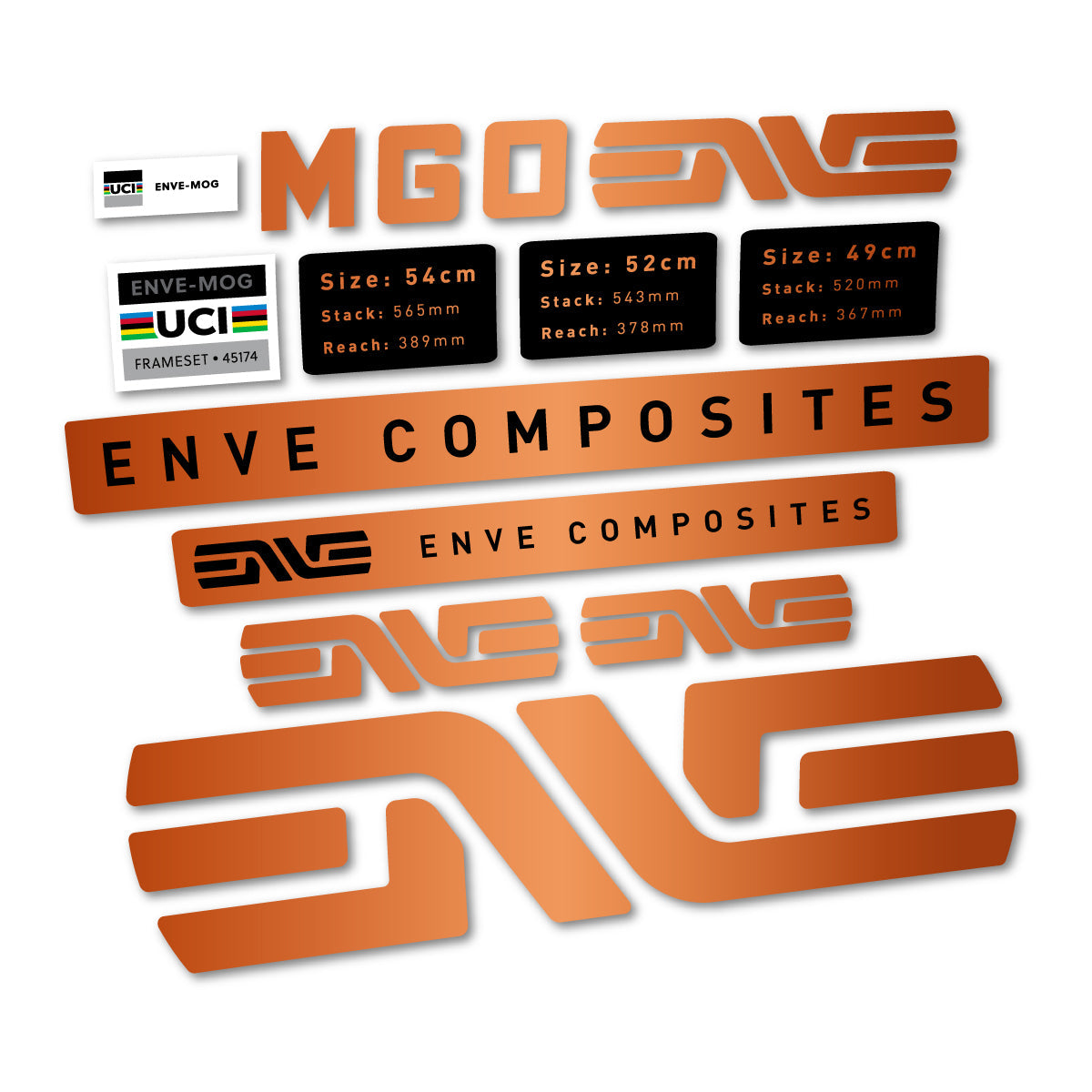 Bronze decal for Envx MOG 2026 frame – bike sticker vinyl