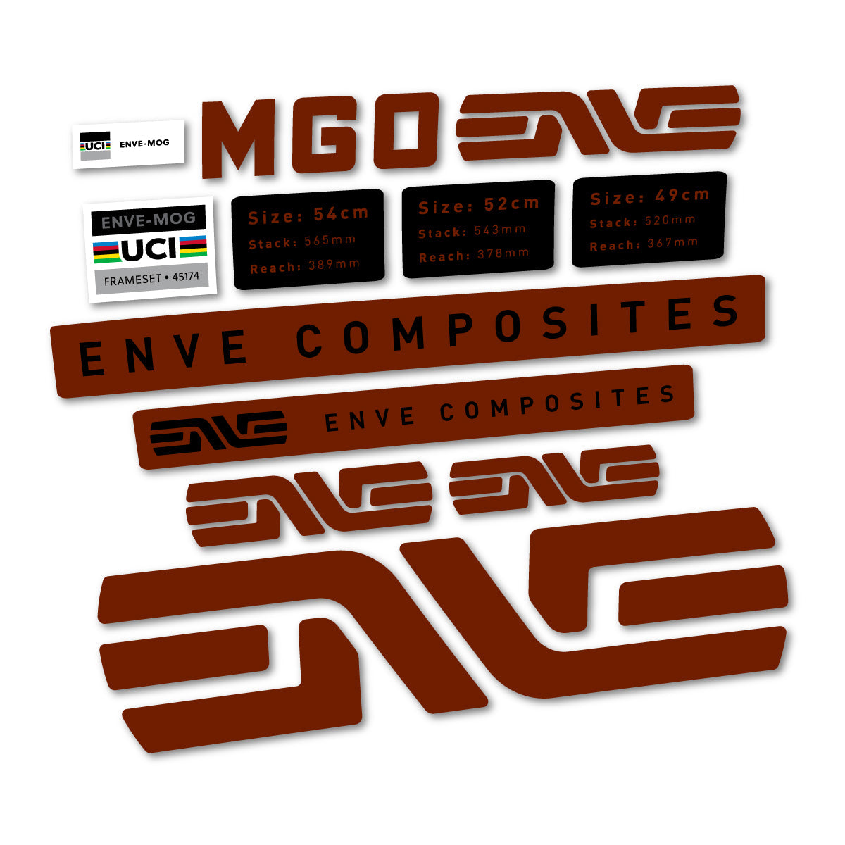 Brown decal for Envx MOG 2026 frame – bike sticker vinyl