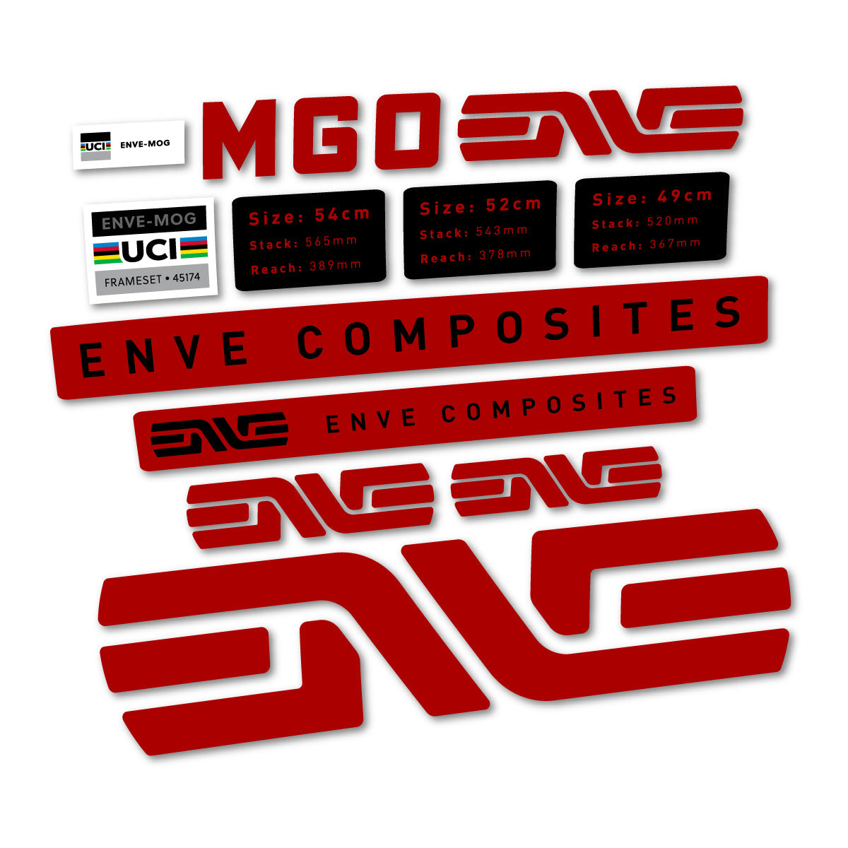 Dark Red decal for Envx MOG 2026 frame – bike sticker vinyl