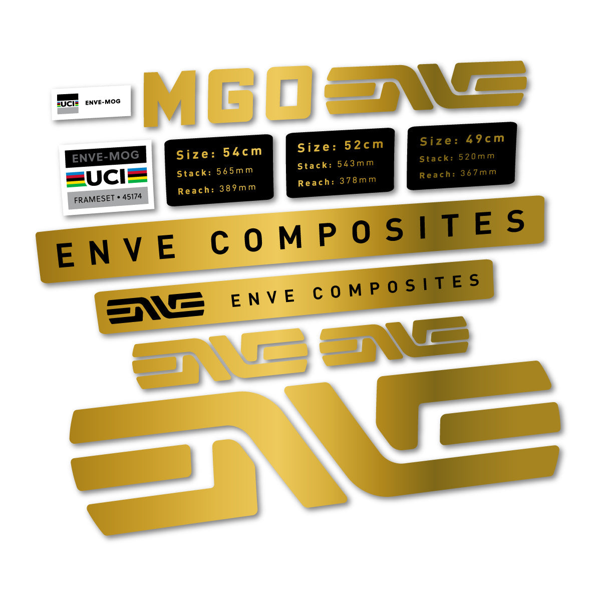 Gold decal for Envx MOG 2026 frame – bike sticker vinyl