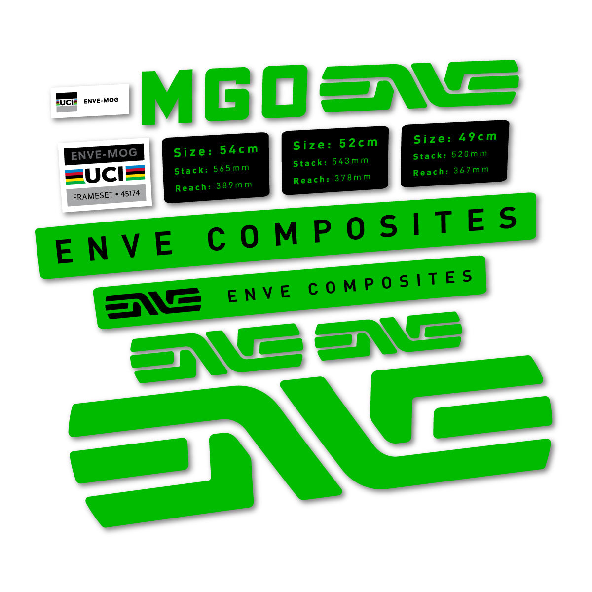 Grass Green decal for Envx MOG 2026 frame – bike sticker vinyl