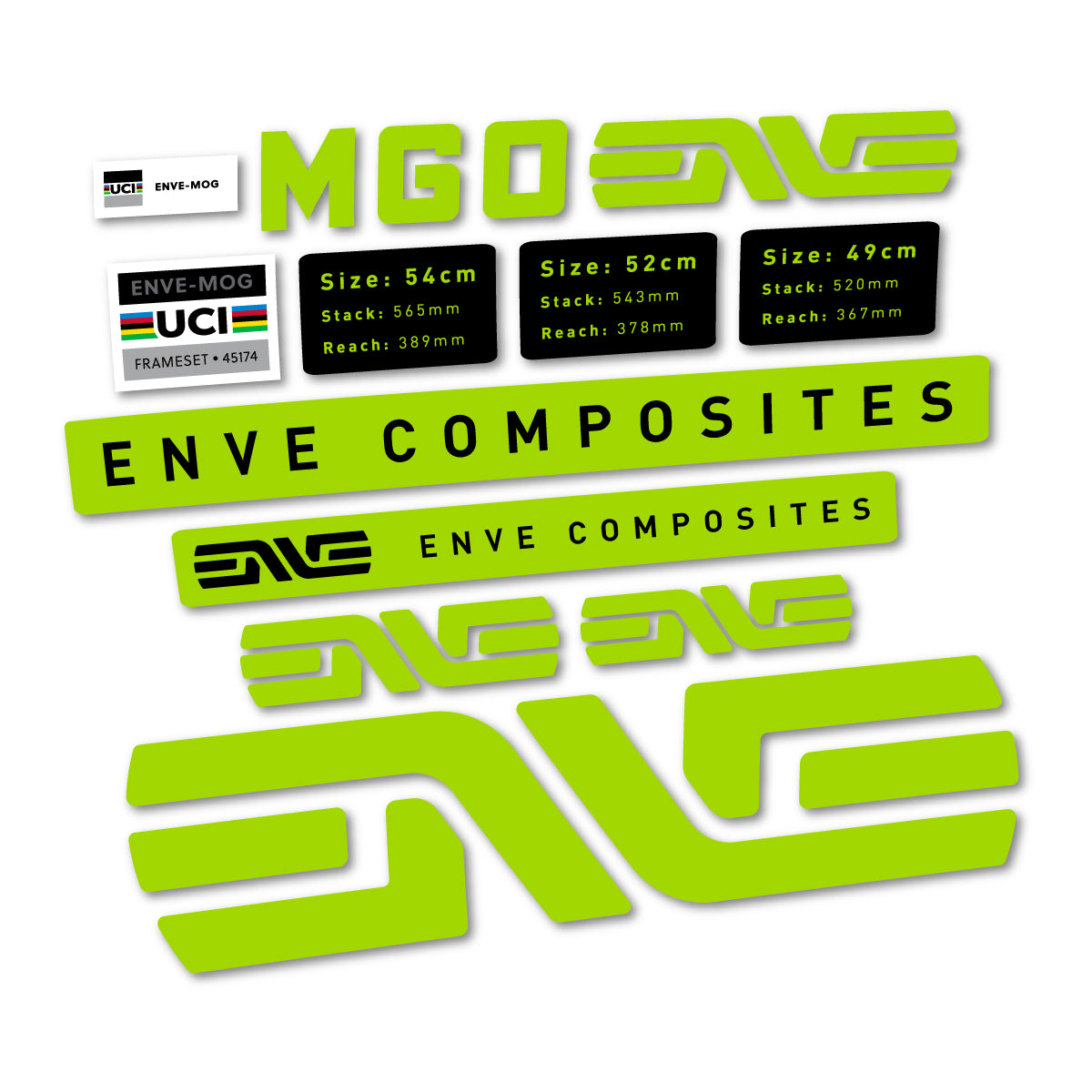 Lime Green decal for Envx MOG 2026 frame – bike sticker vinyl