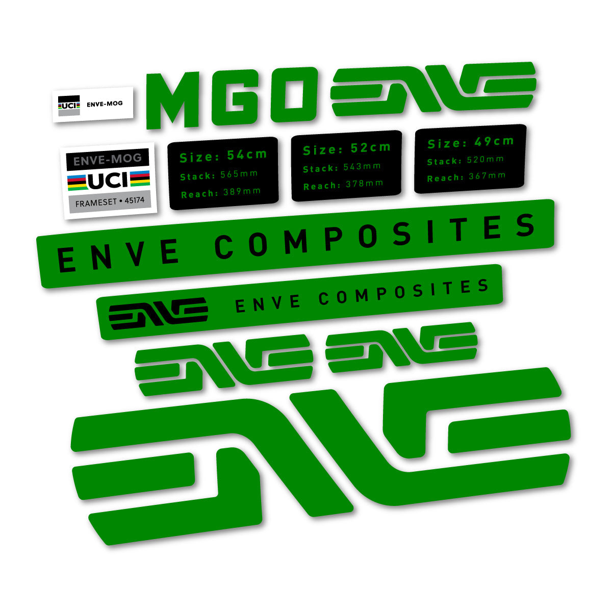 Medium Green decal for Envx MOG 2026 frame – bike sticker vinyl