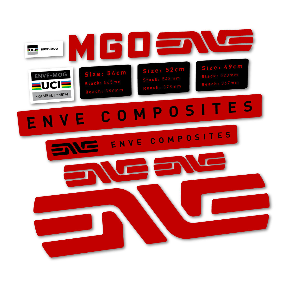 Medium Red decal for Envx MOG 2026 frame – bike sticker vinyl