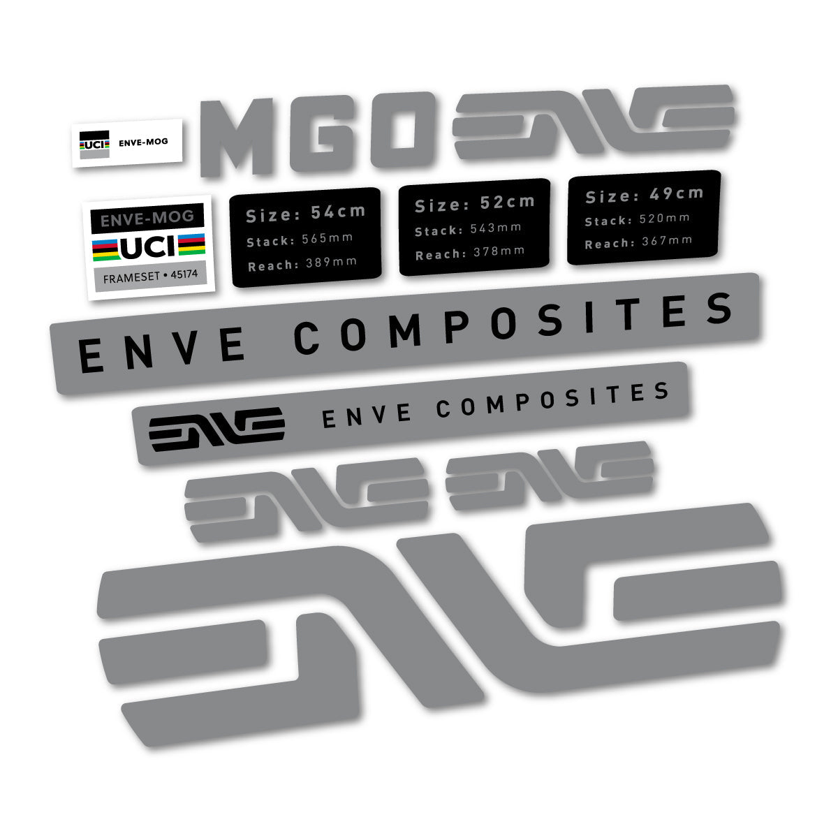 Traffic Grey decal for Envx MOG 2026 frame – bike sticker vinyl