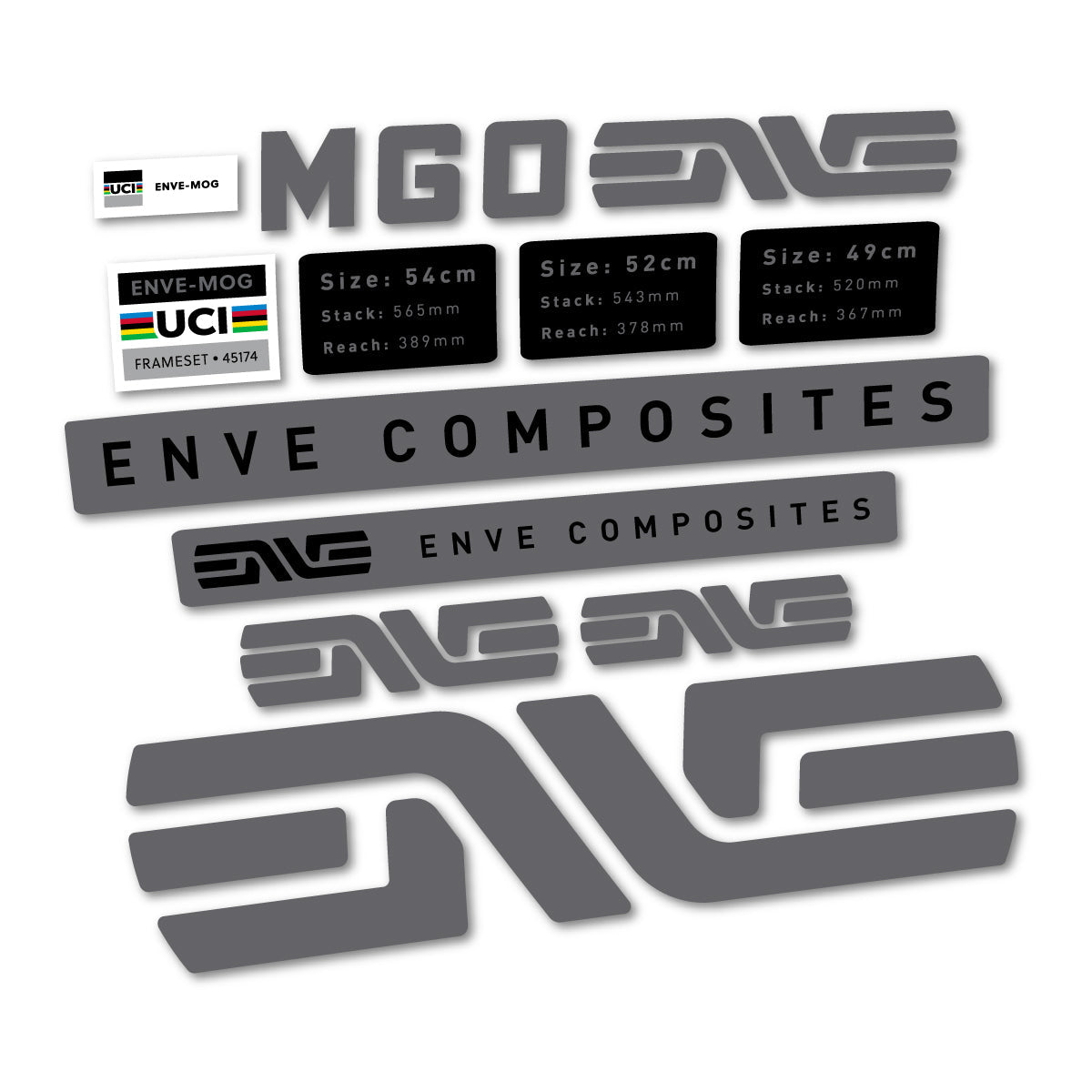 Medium Grey decal for Envx MOG 2026 frame – bike sticker vinyl