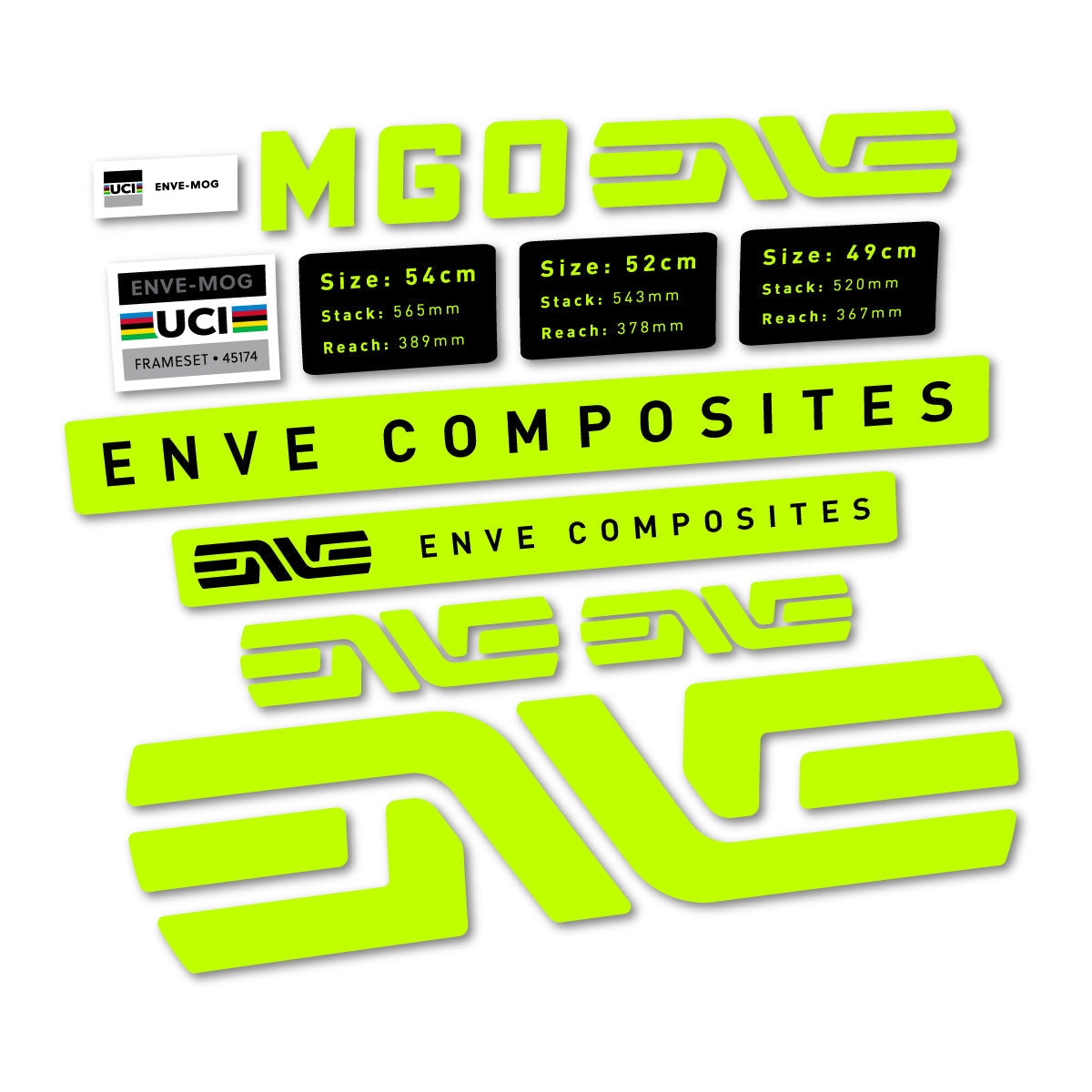 Lime Neon decal for Envx MOG 2026 frame – bike sticker vinyl