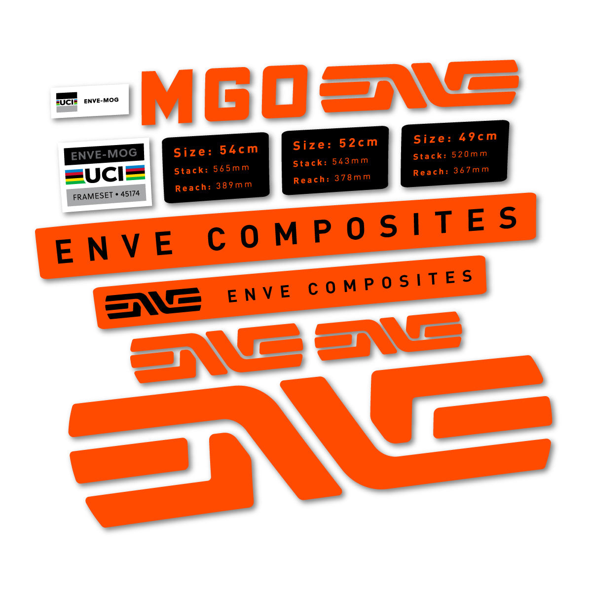 Orange Neon decal for Envx MOG 2026 frame – bike sticker vinyl