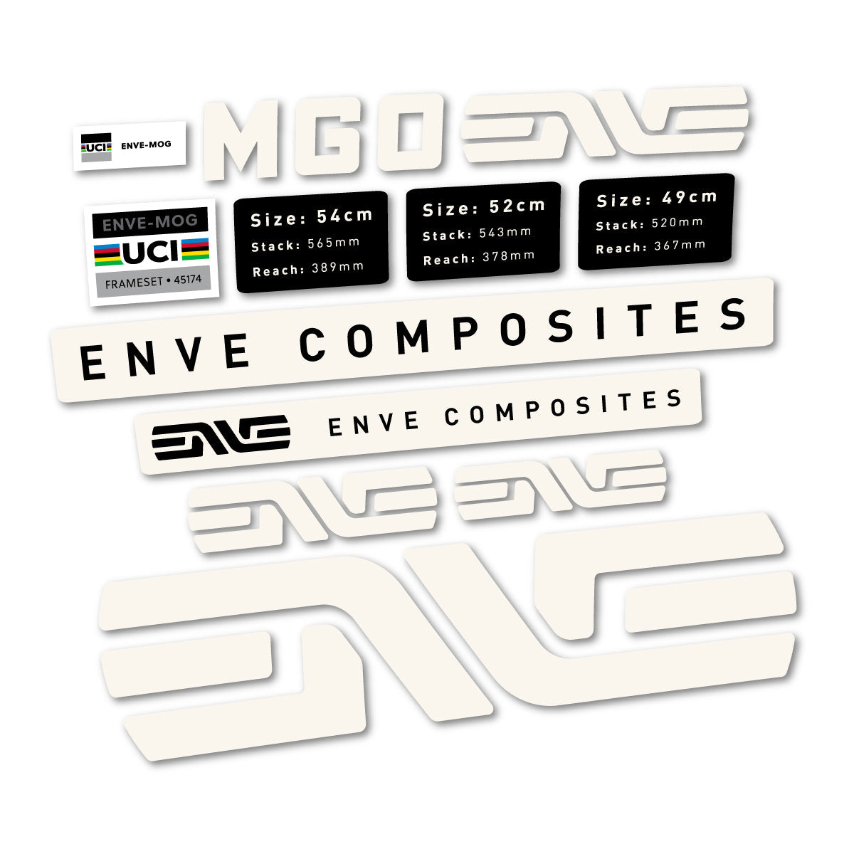 Bone White decal for Envx MOG 2026 frame – bike sticker vinyl