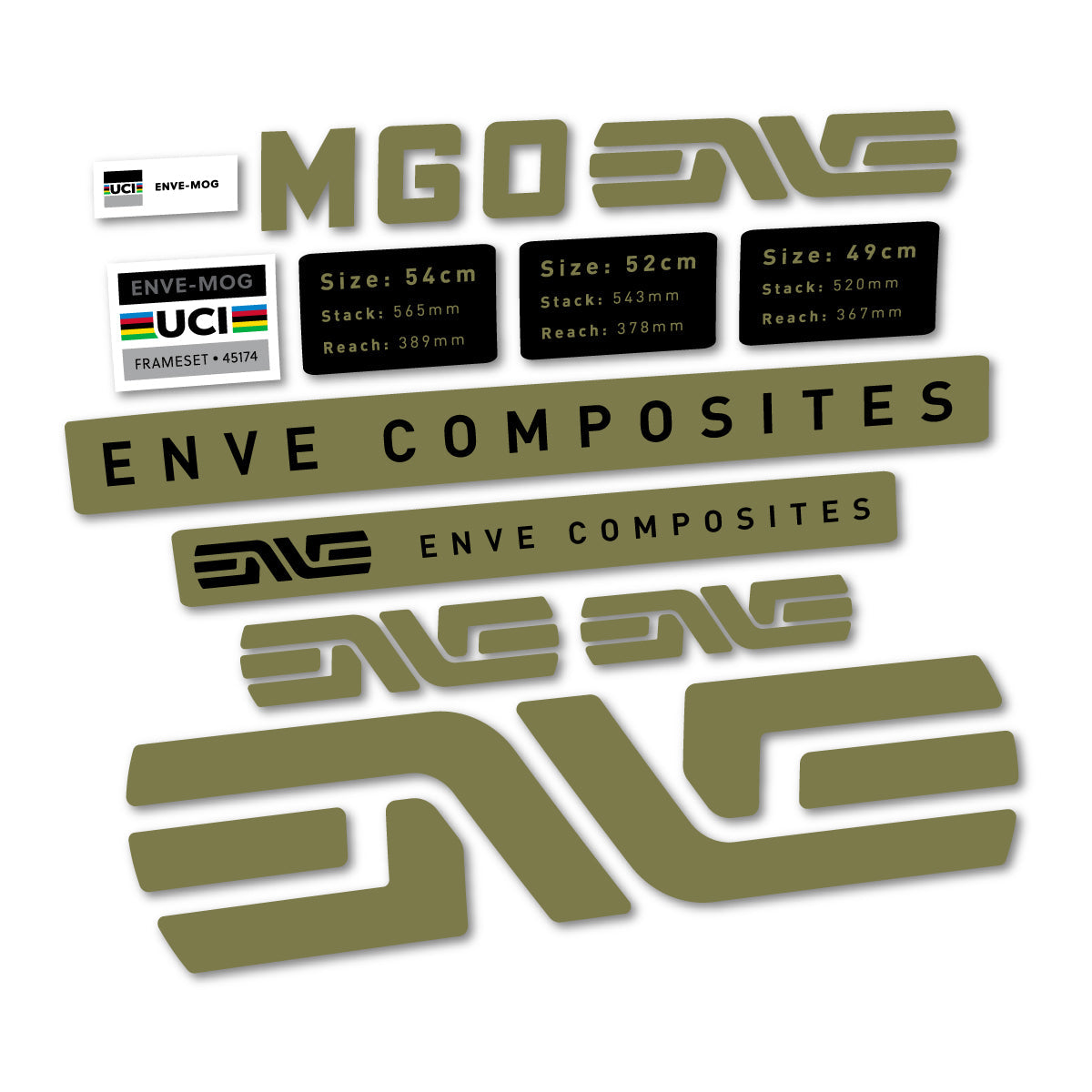 Khaki decal for Envx MOG 2026 frame – bike sticker vinyl