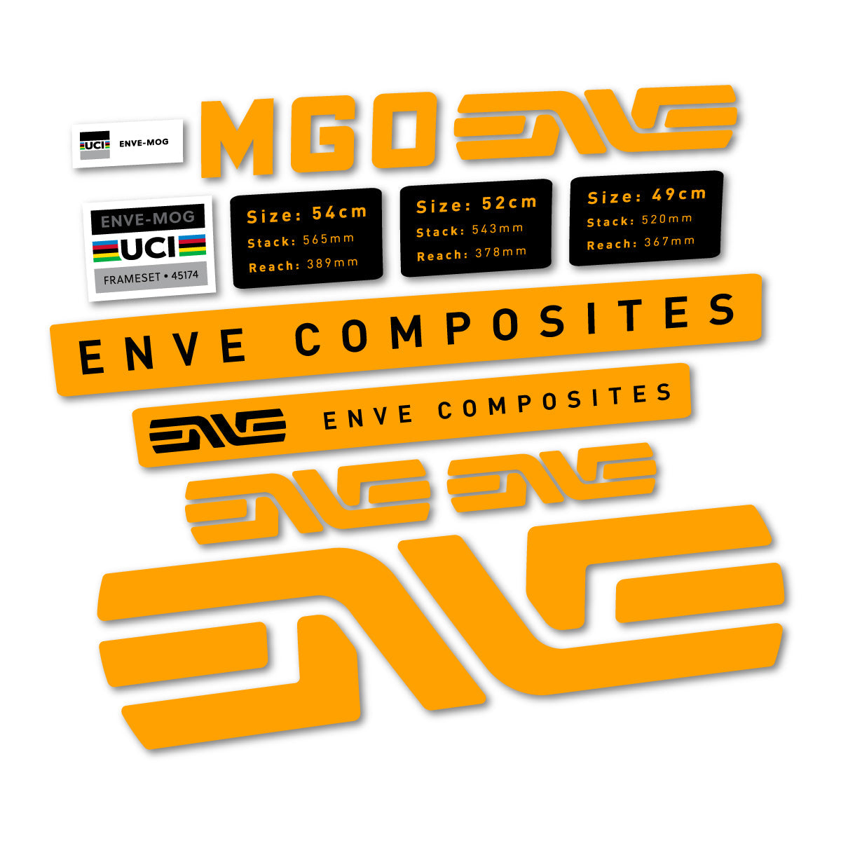 Orange Yellow decal for Envx MOG 2026 frame – bike sticker vinyl