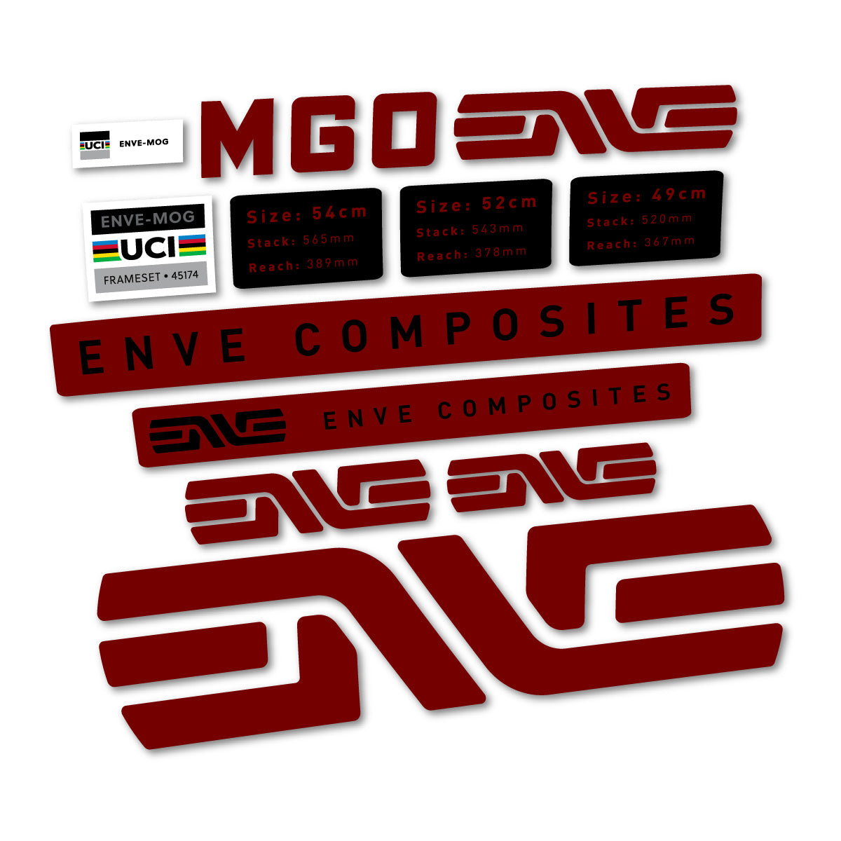 Very Dark Red decal for Envx MOG 2026 frame – bike sticker vinyl