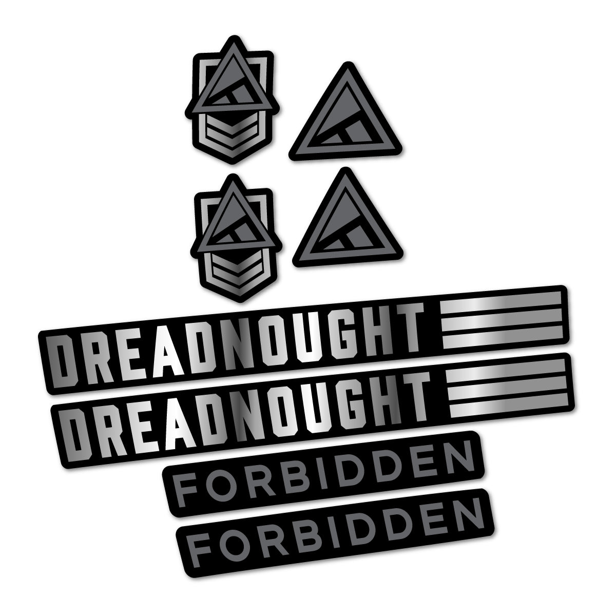 Stickers compatibles Forbidden Dreadnought 2026 pour cadre – autocollants vinyle - Argent Chromé