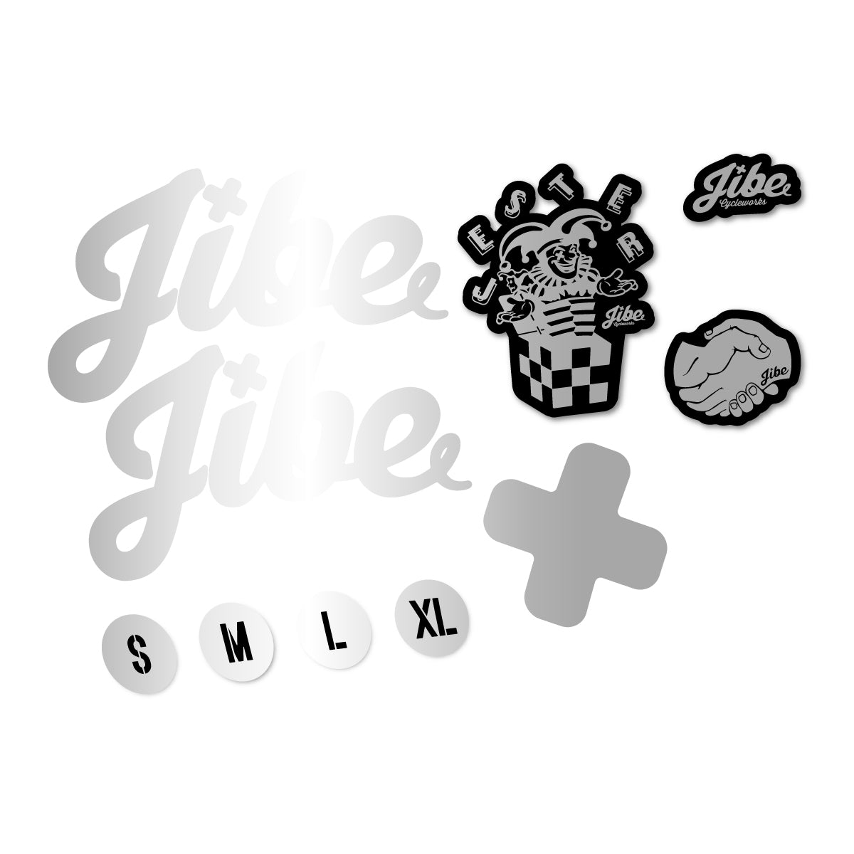 Stickers compatibles Jibe Jester 2025-2026 pour cadre – autocollants vinyle - Argent