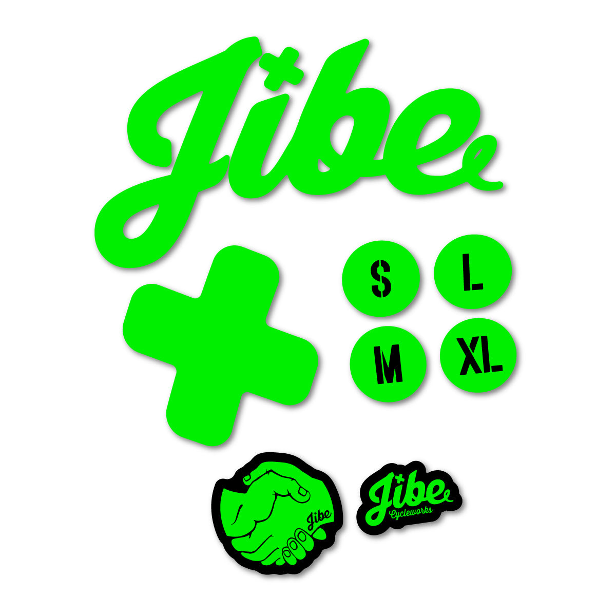 Stickers compatibles Jibe XCHT 2023-2026 pour cadre – autocollants vinyle - Vert Fluo