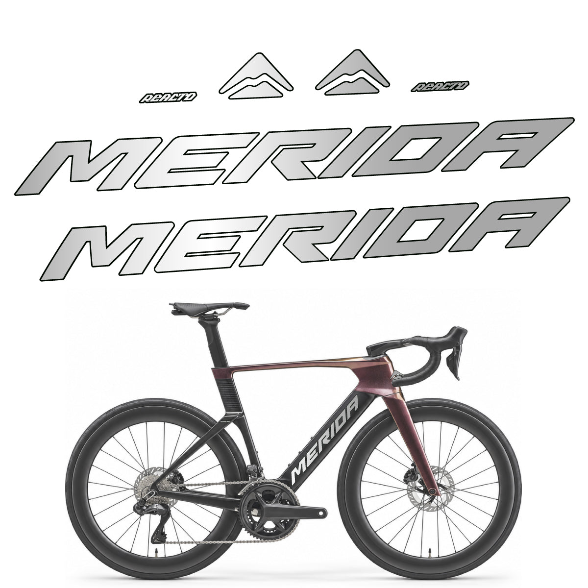 Stickers compatibles Merida Reacto 8000 2027 pour cadre – autocollants vinyle - Argent