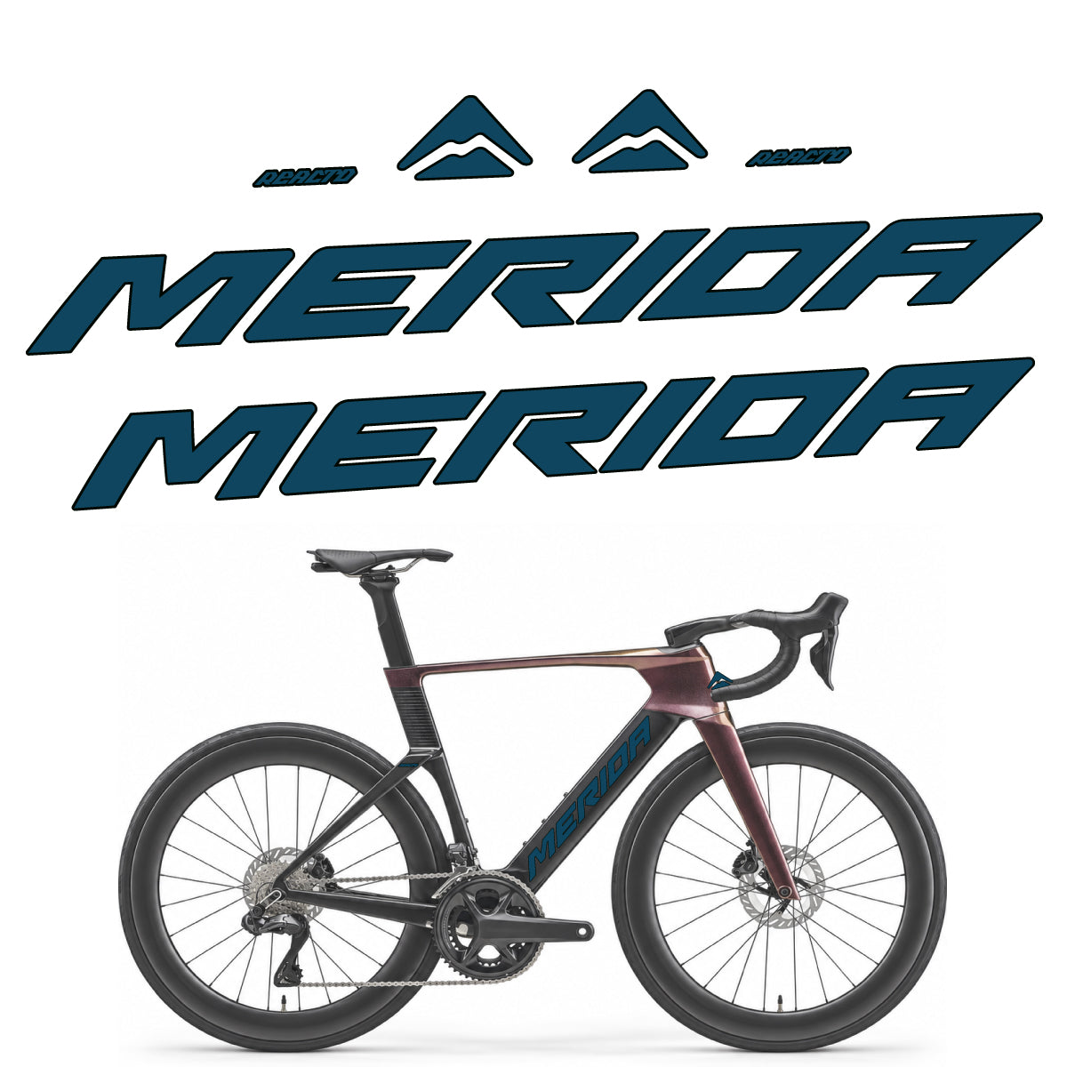 Stickers compatibles Merida Reacto 8000 2027 pour cadre – autocollants vinyle - Bleu Lac Foncé