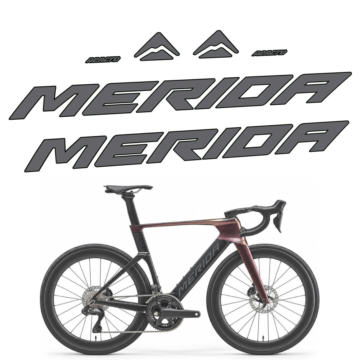 Stickers compatibles Merida Reacto 8000 2027 pour cadre – autocollants vinyle - Gris Mystique
