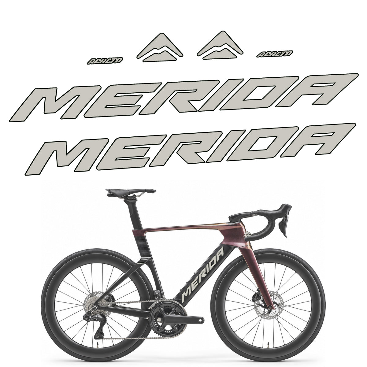 Stickers compatibles Merida Reacto 8000 2027 pour cadre – autocollants vinyle - Gris Pastel