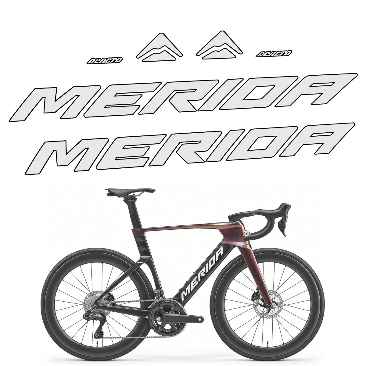 Stickers compatibles Merida Reacto 8000 2027 pour cadre – autocollants vinyle - Gris Perle