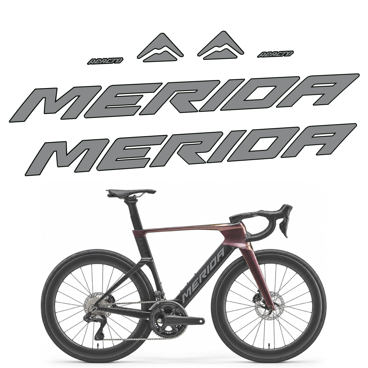 Stickers compatibles Merida Reacto 8000 2027 pour cadre – autocollants vinyle - Gris Souris