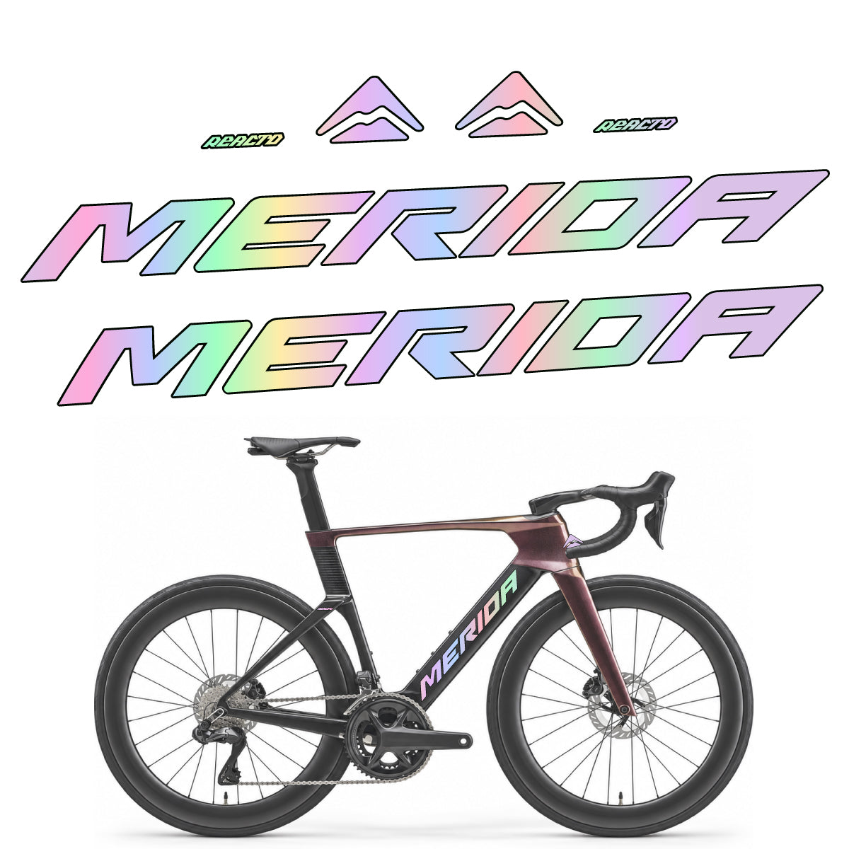 Stickers compatibles Merida Reacto 8000 2027 pour cadre – autocollants vinyle - Holographique