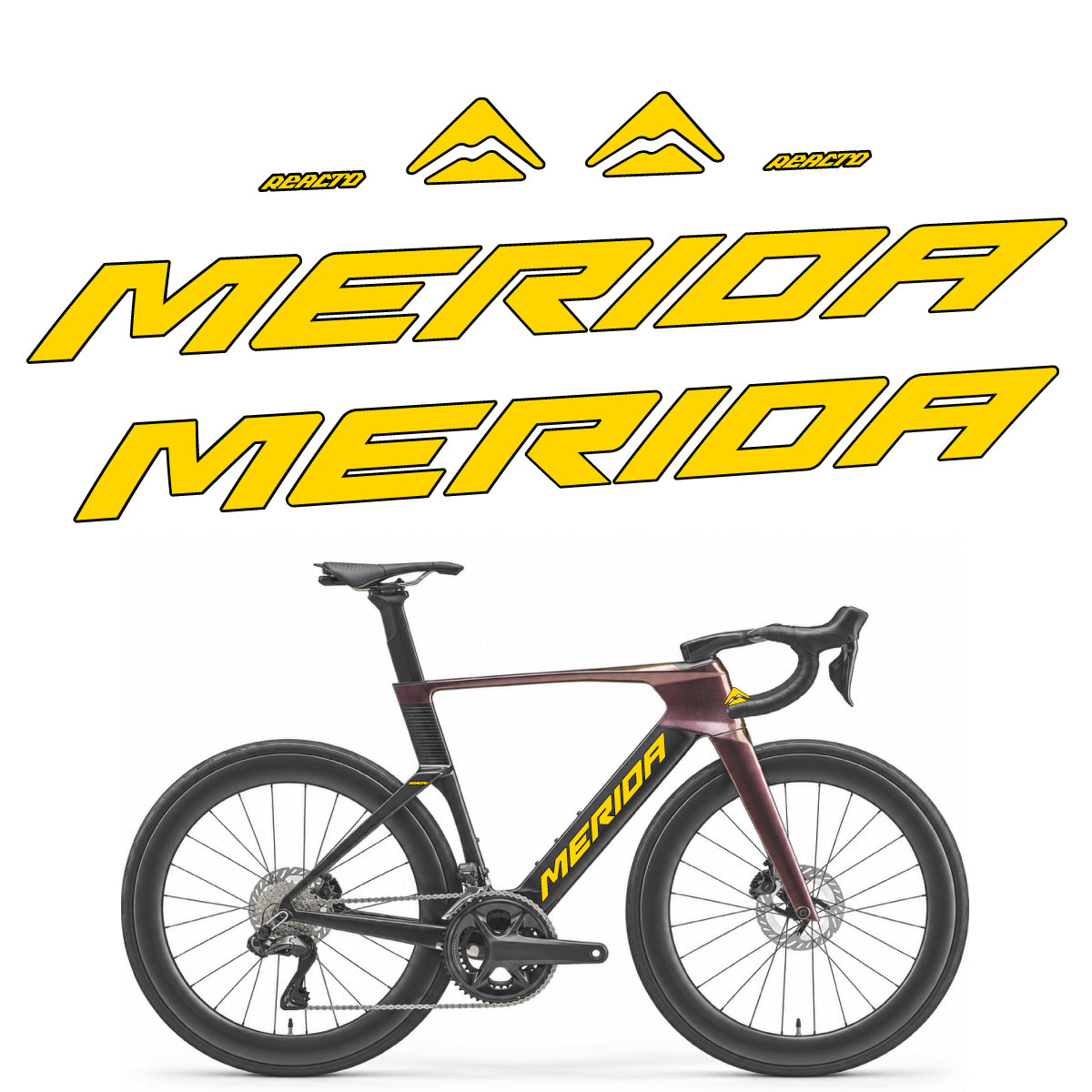 Stickers compatibles Merida Reacto 8000 2027 pour cadre – autocollants vinyle - Jaune Banane