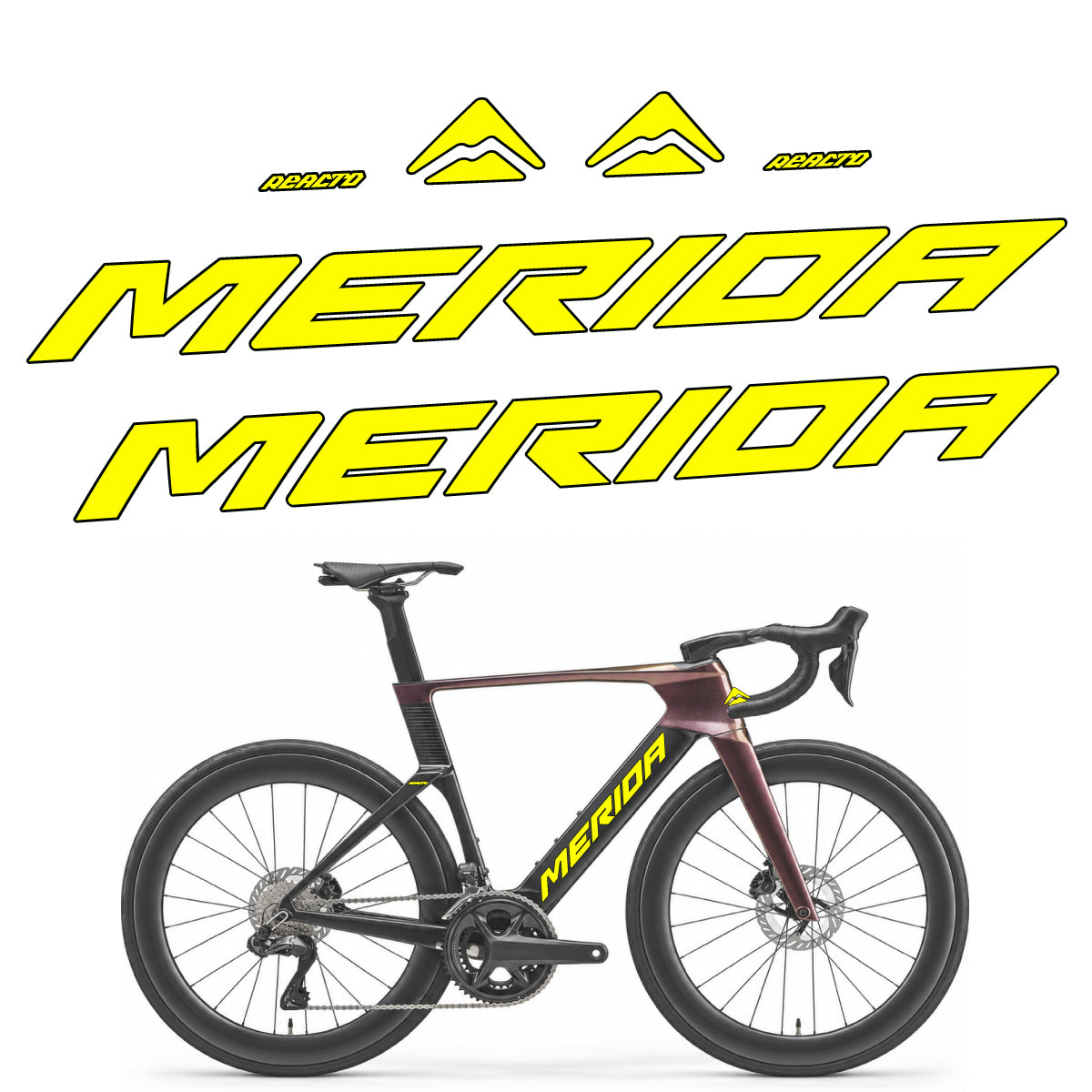 Stickers compatibles Merida Reacto 8000 2027 pour cadre – autocollants vinyle - Jaune Citron
