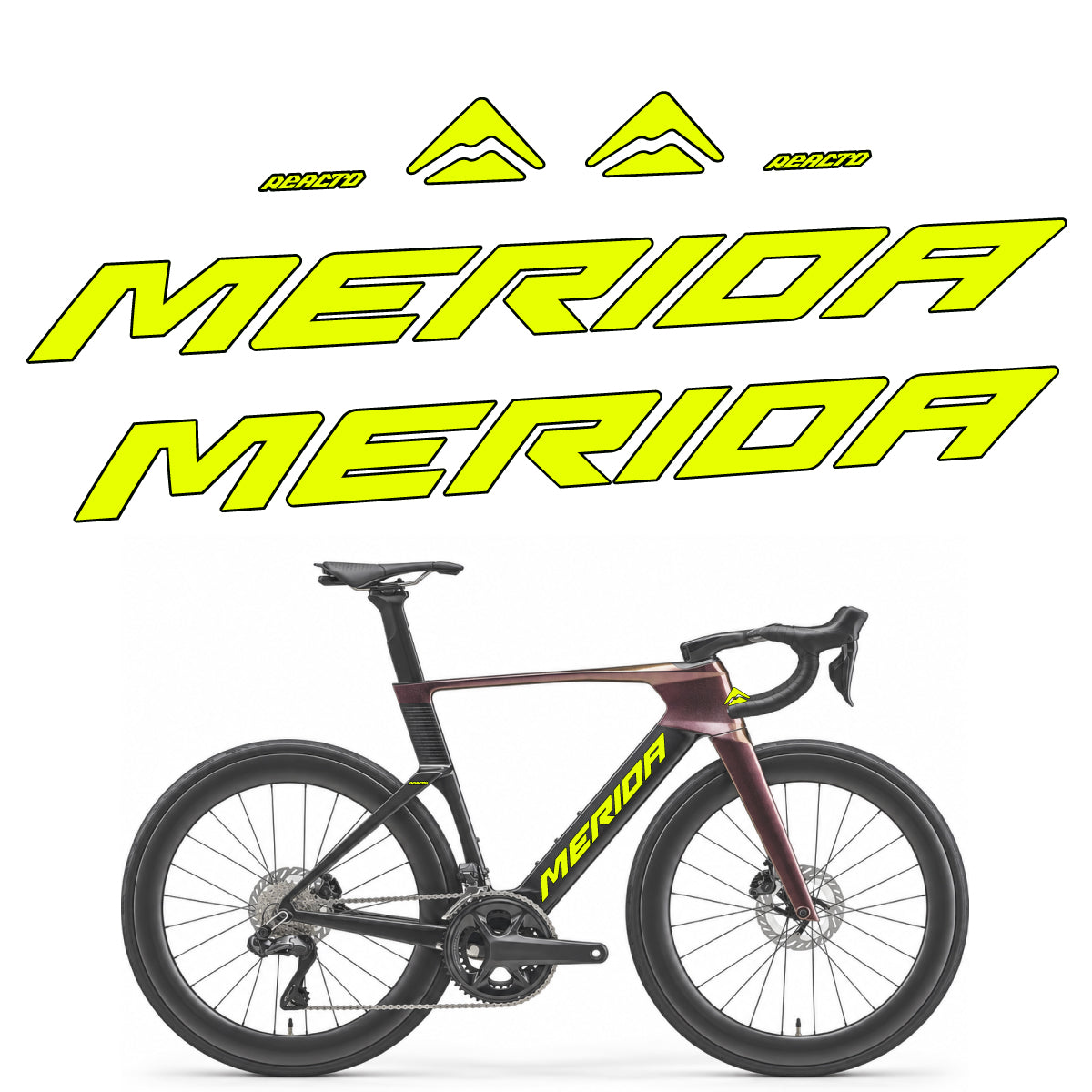 Stickers compatibles Merida Reacto 8000 2027 pour cadre – autocollants vinyle - Jaune Fluo