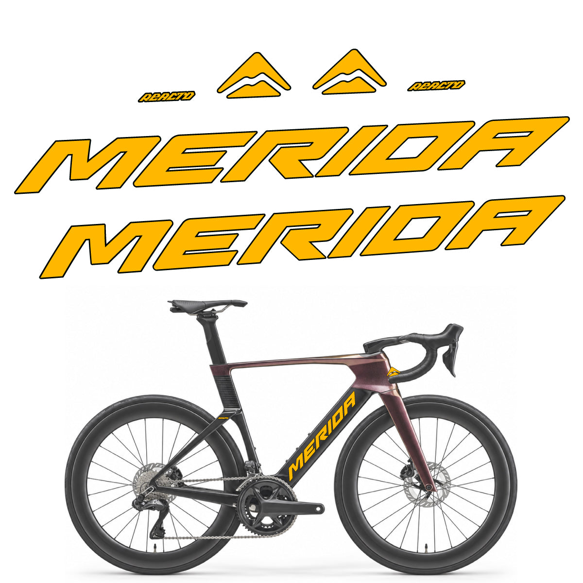 Stickers compatibles Merida Reacto 8000 2027 pour cadre – autocollants vinyle - Jaune Moyen