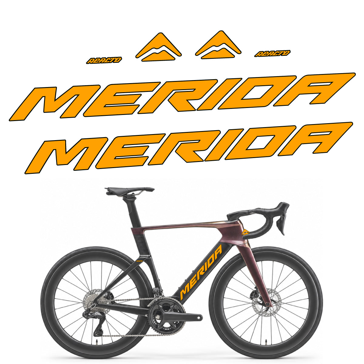 Stickers compatibles Merida Reacto 8000 2027 pour cadre – autocollants vinyle - Jaune Orangé