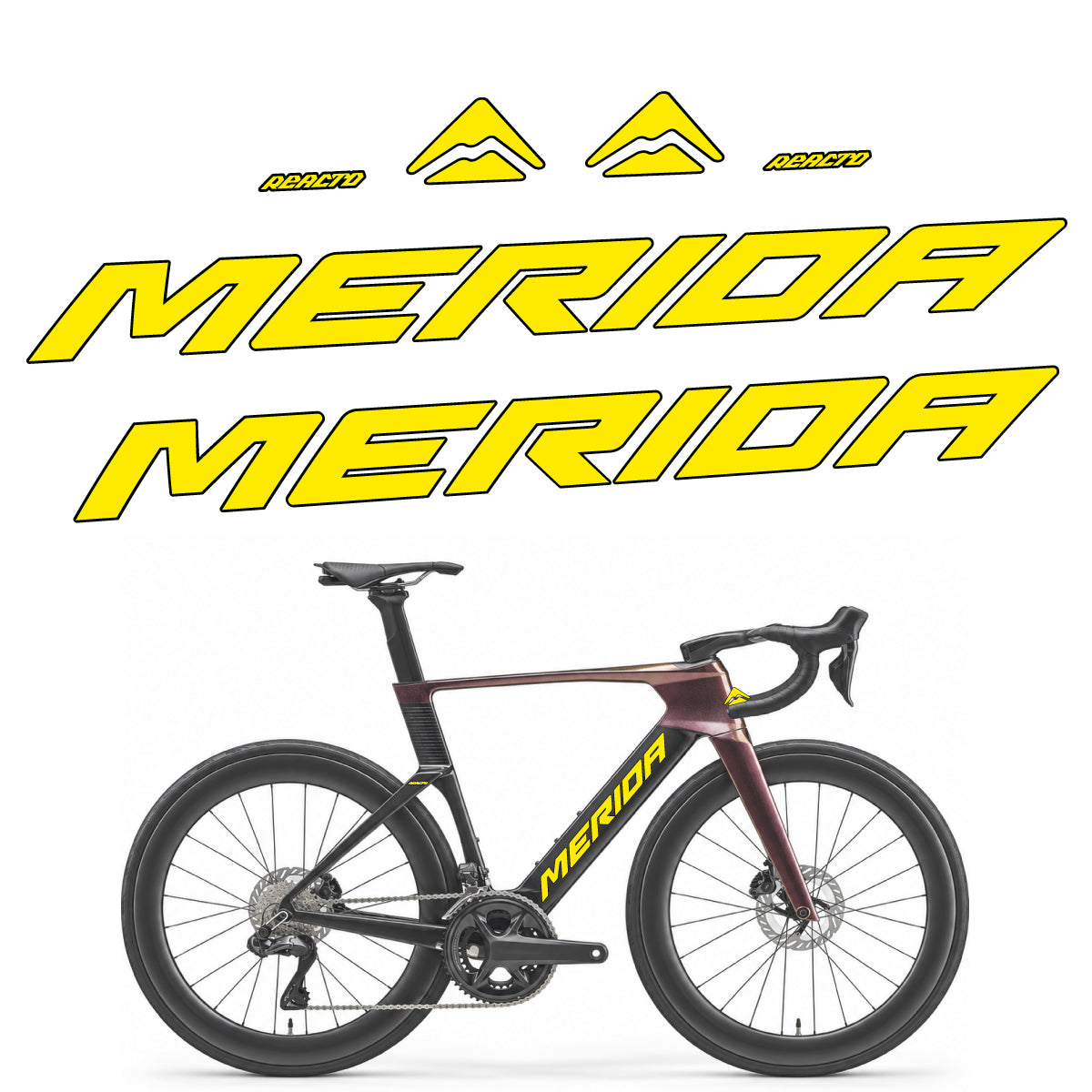 Stickers compatibles Merida Reacto 8000 2027 pour cadre – autocollants vinyle - Jaune Vif