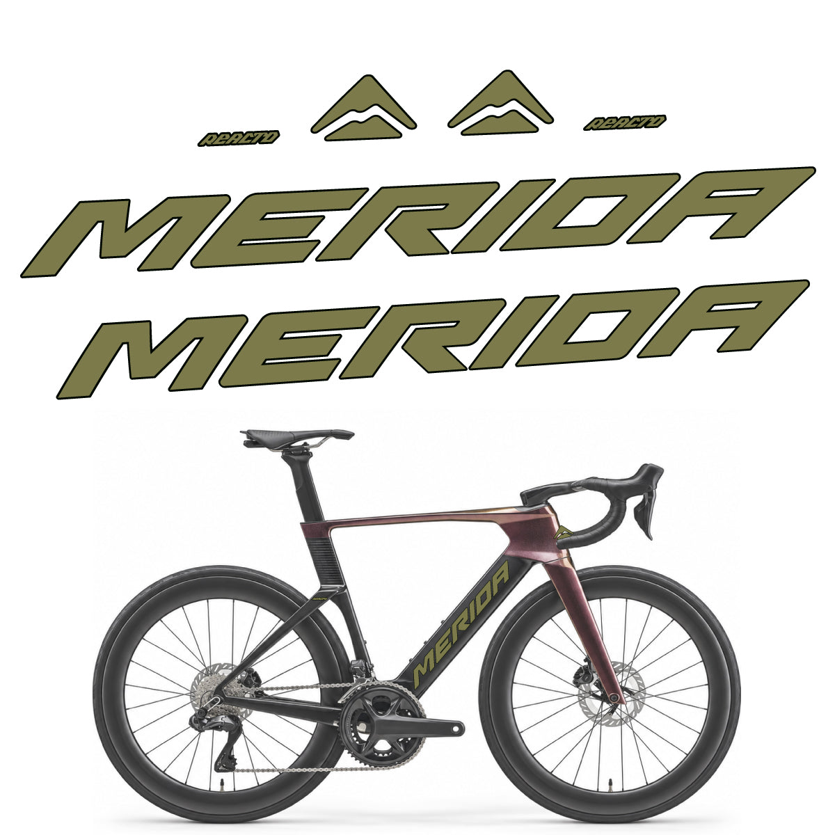 Stickers compatibles Merida Reacto 8000 2027 pour cadre – autocollants vinyle - Kaki