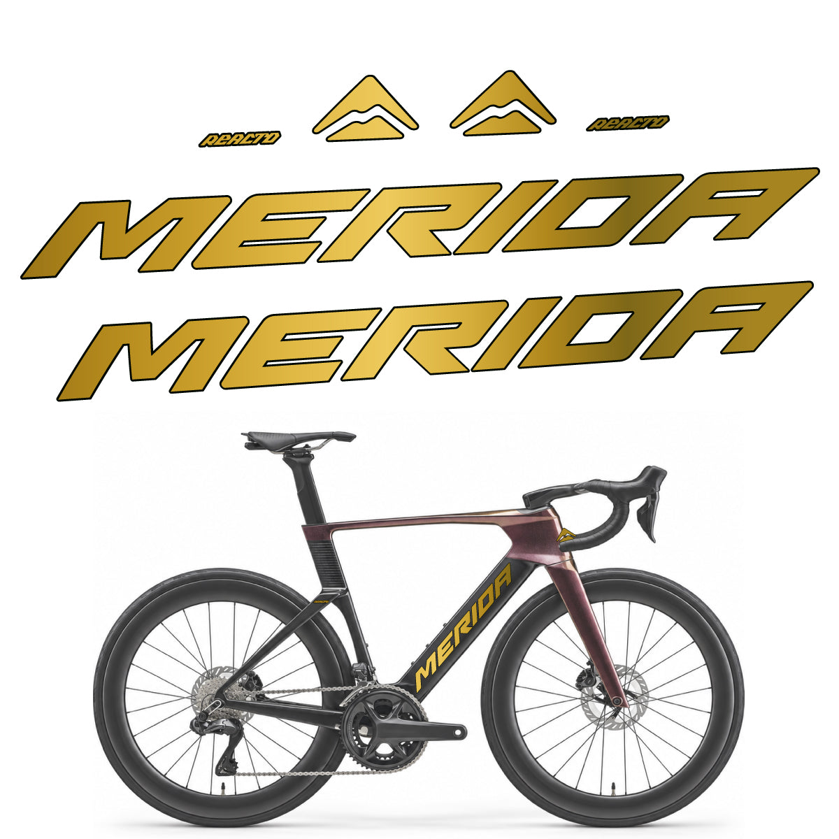 Stickers compatibles Merida Reacto 8000 2027 pour cadre – autocollants vinyle - Or