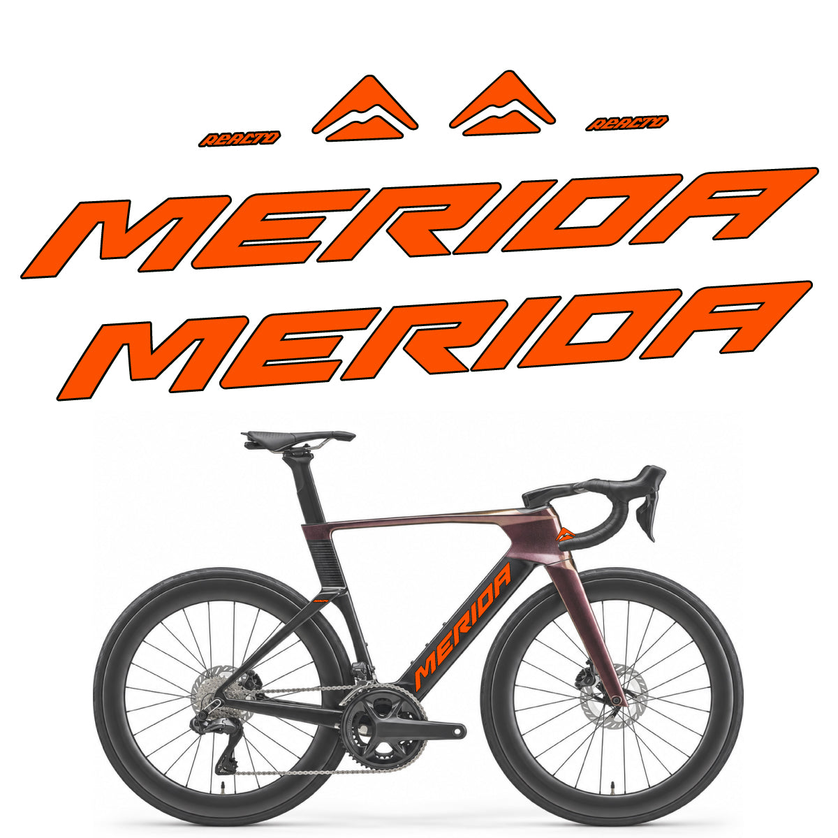 Stickers compatibles Merida Reacto 8000 2027 pour cadre – autocollants vinyle - Orange