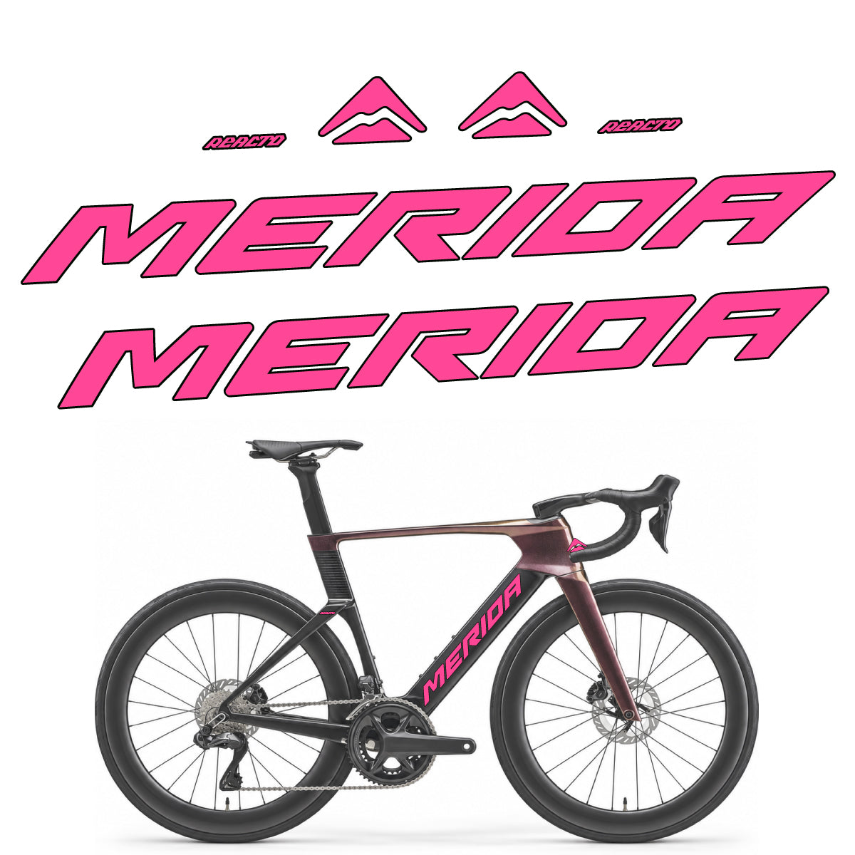 Stickers compatibles Merida Reacto 8000 2027 pour cadre – autocollants vinyle - Rose Bonbon