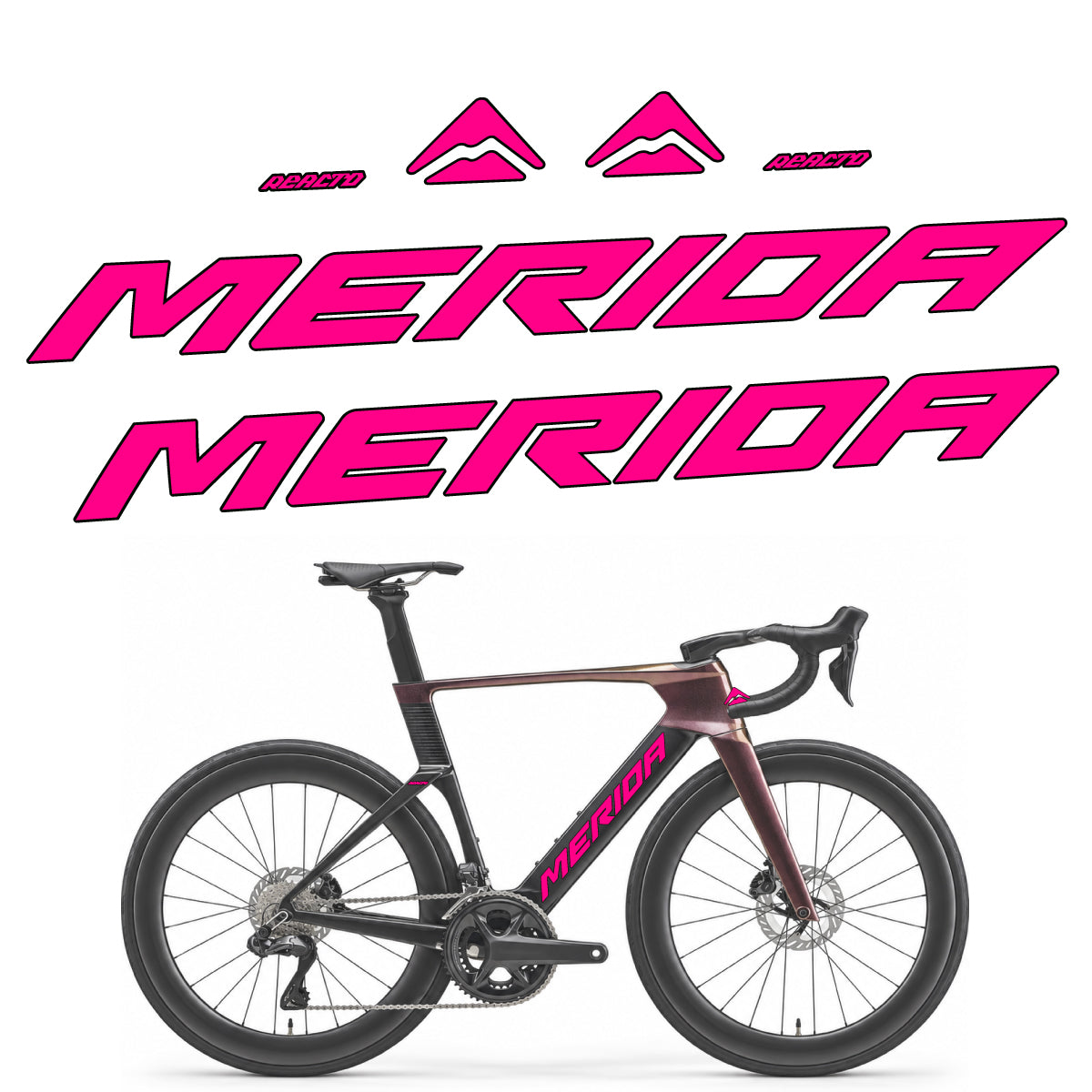 Stickers compatibles Merida Reacto 8000 2027 pour cadre – autocollants vinyle - Rose Fluo