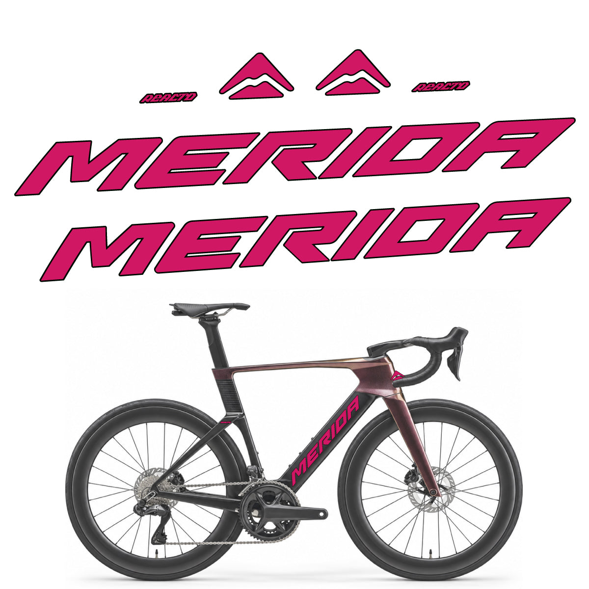 Stickers compatibles Merida Reacto 8000 2027 pour cadre – autocollants vinyle - Rose Foncé