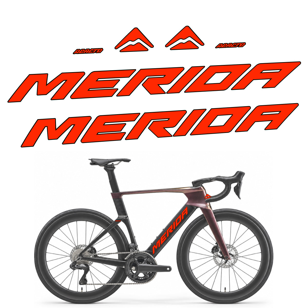 Stickers compatibles Merida Reacto 8000 2027 pour cadre – autocollants vinyle - Rouge Fluo