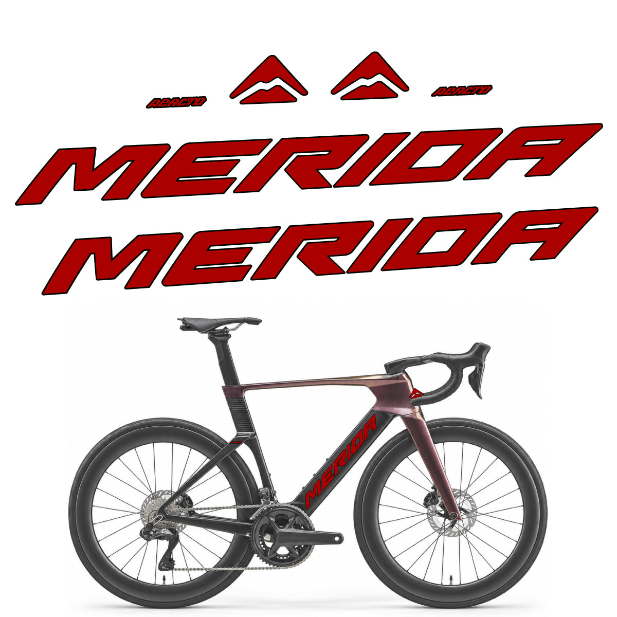 Stickers compatibles Merida Reacto 8000 2027 pour cadre – autocollants vinyle - Rouge Foncé