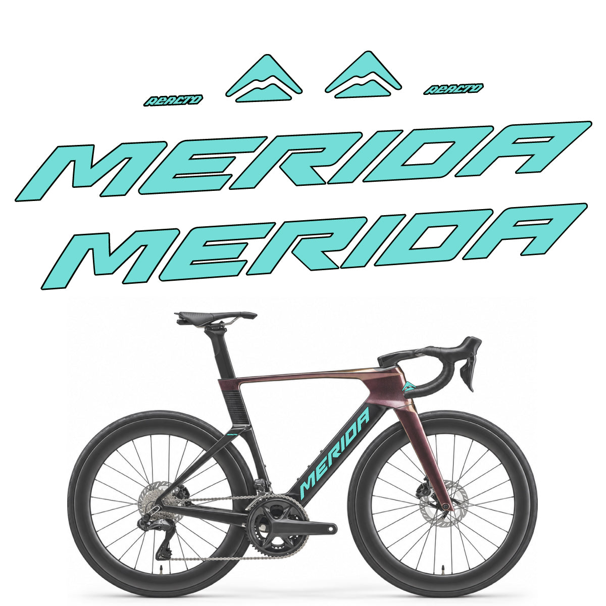 Stickers compatibles Merida Reacto 8000 2027 pour cadre – autocollants vinyle - Turquoise Clair