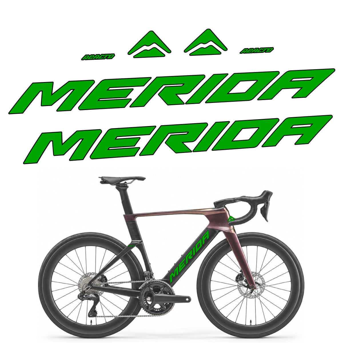 Stickers compatibles Merida Reacto 8000 2027 pour cadre – autocollants vinyle - Vert