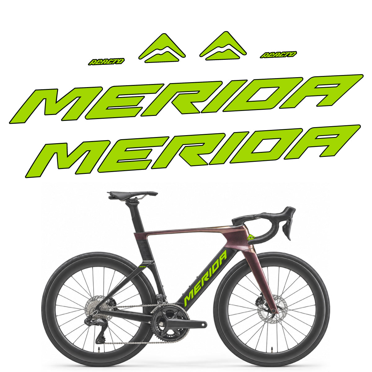 Stickers compatibles Merida Reacto 8000 2027 pour cadre – autocollants vinyle - Vert Citron