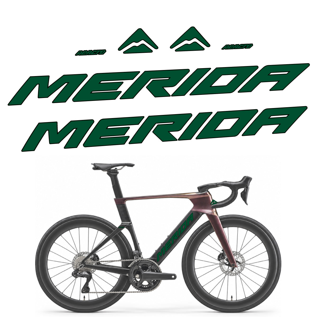 Stickers compatibles Merida Reacto 8000 2027 pour cadre – autocollants vinyle - Vert Foncé