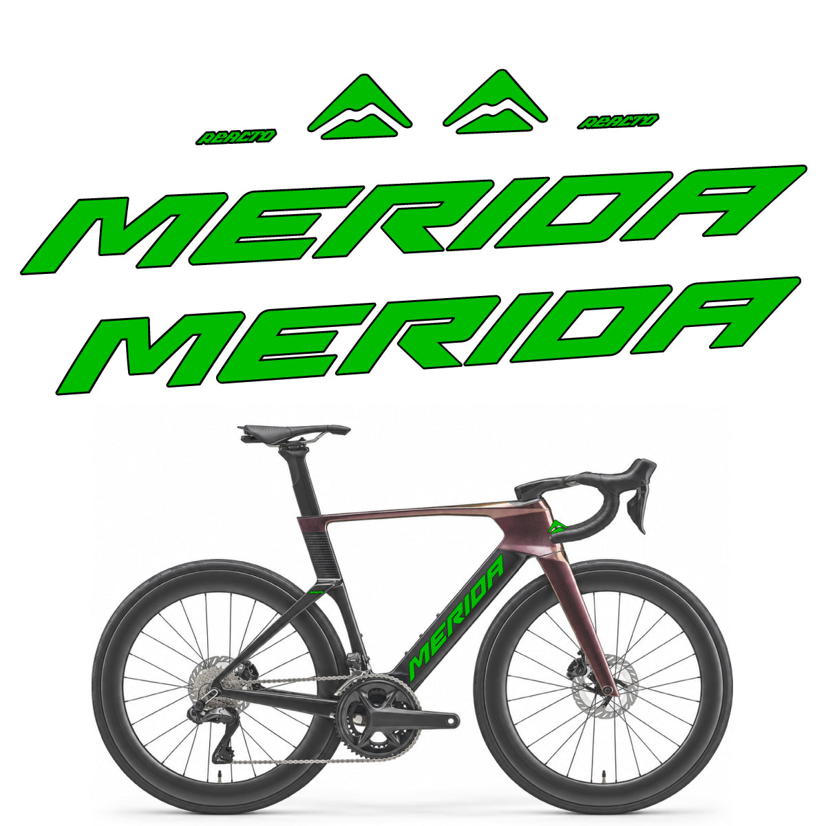 Stickers compatibles Merida Reacto 8000 2027 pour cadre – autocollants vinyle - Vert Herbe
