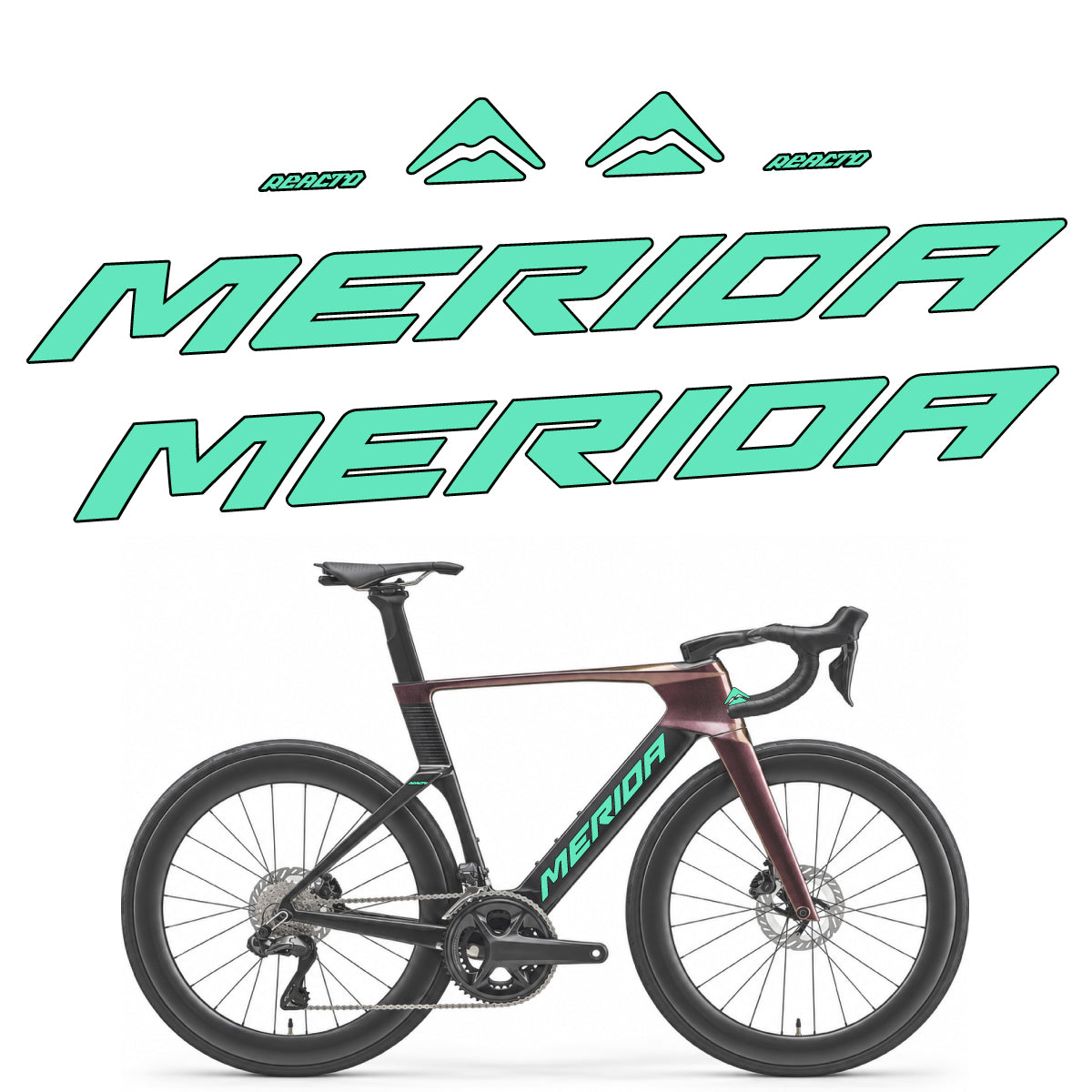 Stickers compatibles Merida Reacto 8000 2027 pour cadre – autocollants vinyle - Vert Menthe